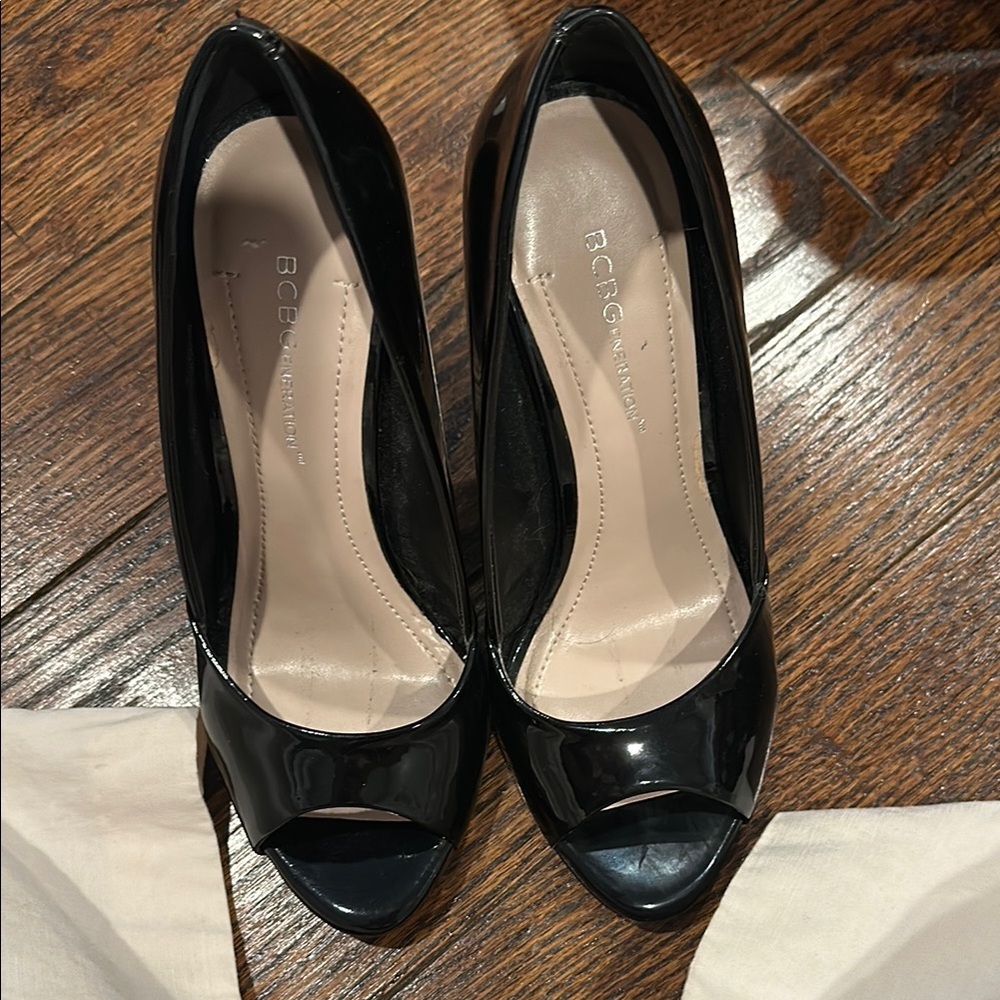 BCBG Black Elegant Peep Toe Heels